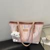 Popular large-capacity zipper bag women's new simple big bag cute texture commuter tote bag shoulder bag