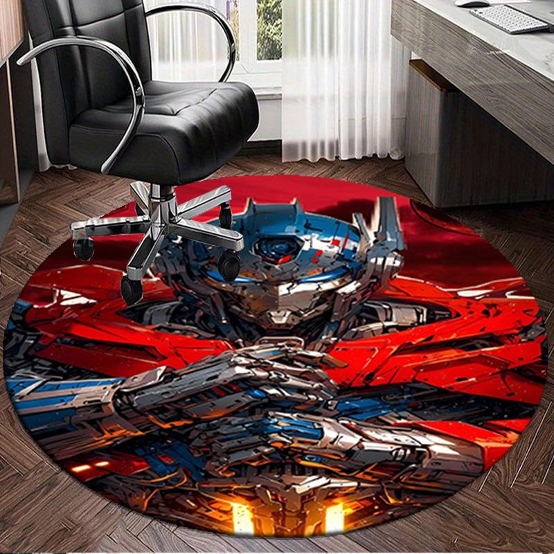 1PC Optimus-Prime Round Rug, Non-slip Chair Mat, Home Decor, Circle Carpet Perfect for Office, Bedroom, Living Room,Christmas gift