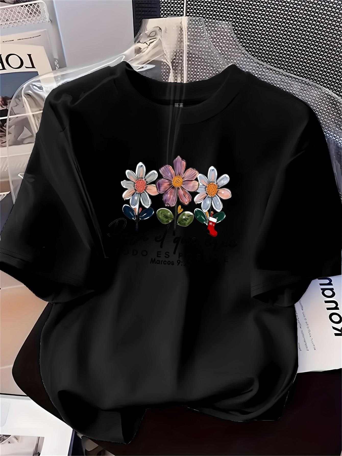 

European Size Short-Sleeved Women S Fashion Top with a Soft, Versatile Design Featuring a Creative Floral Print 4XL