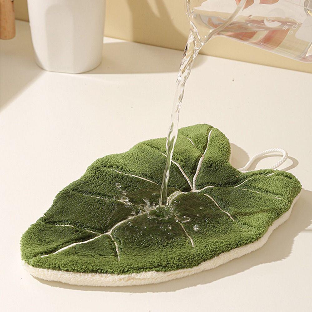 Soft Texture Leaf Style Hand Towel Double-layer Thickened Design Absorbent Handkerchief Highly Absorbent with Hanging Lanyard