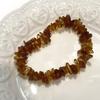 1Pc, Natural Floral Amber Freeform Chip Bracelet 3×12mm 18cm, Irregular Raw Amber Elastic Stack Bracelet