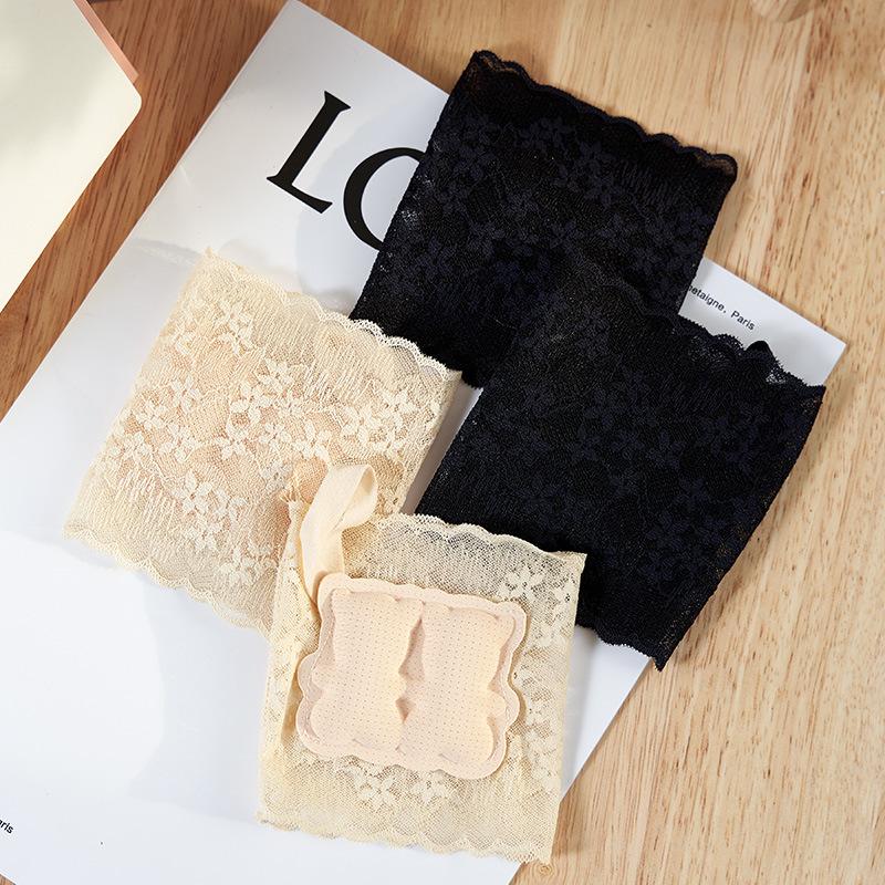 Lace Half-palm Socks, Summer High-heeled Socks, Women's Split-toed Forefoot Socks Anti-wear Sponge Pad Sole Socks