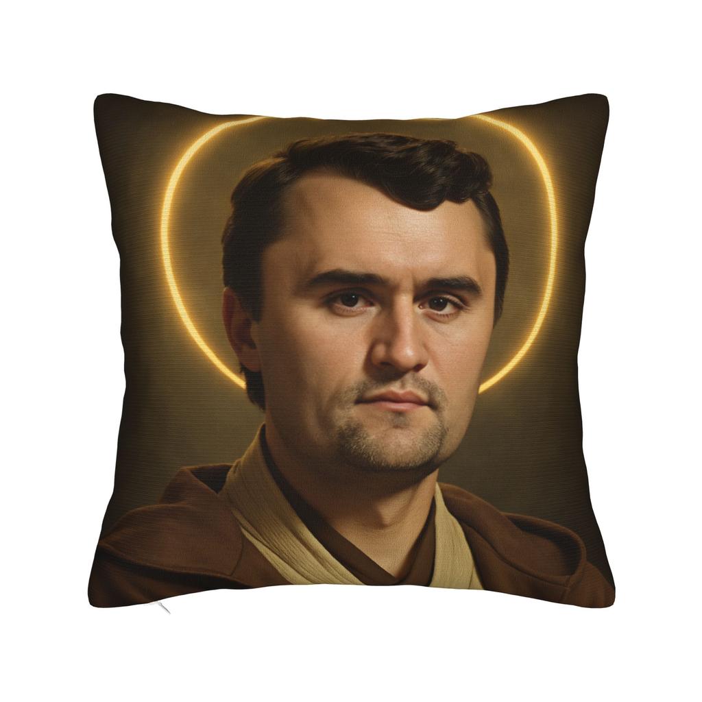 Fundas de Almohada Angélicas y de Jesús de Charlie Kirk Funda de Almohada Cuadrada Linda y Divertida para Silla de Sala de Estar