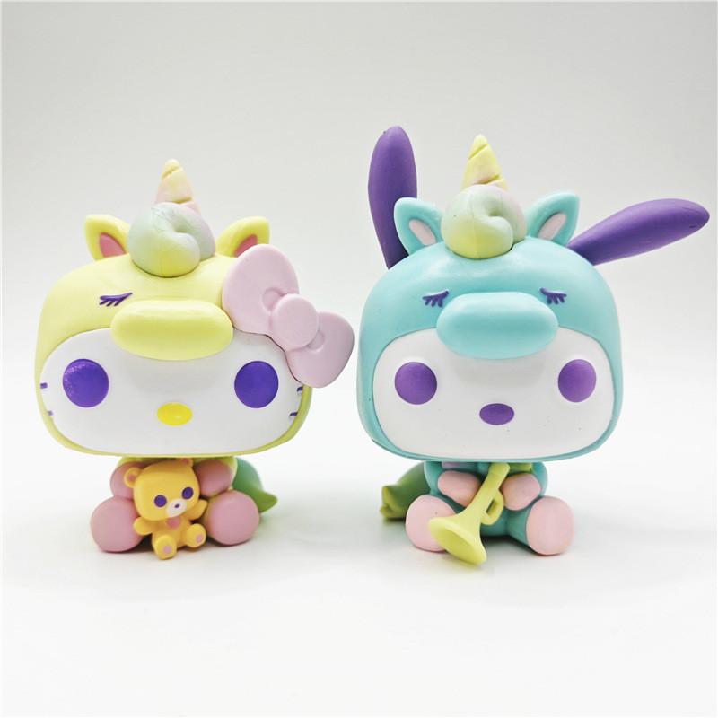 Rainbow Unicorn Sanlio Model Cake Decoration Festival Doll Gift