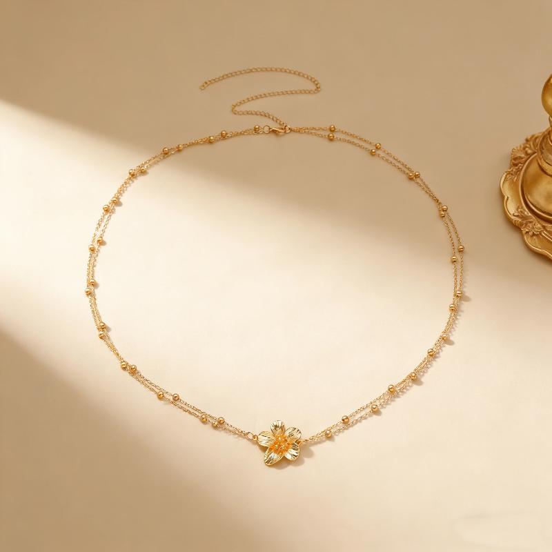 Minimalist Flower Waist Chain Gold Silver Metal Bead Decor Adjustable Body Chain for Swimsuit Cover Up Beach Wear