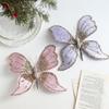 Shatter Resistant Glittering Butterfly Christmas Tree Ornament 25Cm Velvets Design Indoor Outdoor Holiday Party Decoration
