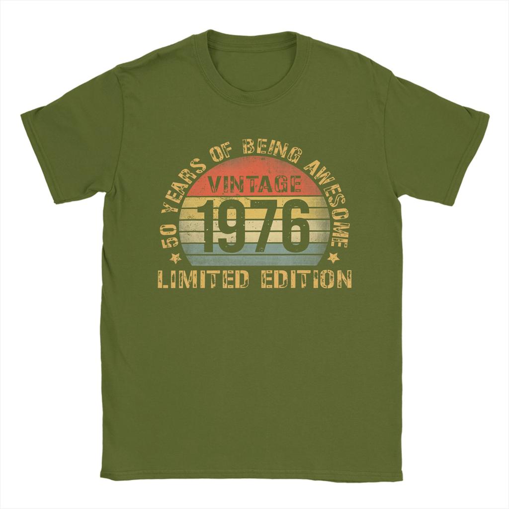 50 Birthday Decorations Unisex 50yr 1976 50th Birthday T-Shirt Summer  Hip Hop T Shirts Unisex's Clothes Short Sleeve Awesome Tops