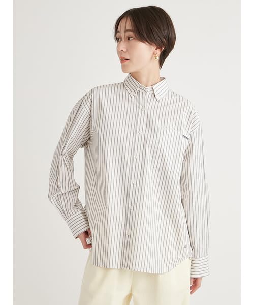 Emi Eco Logo Stripe Women's Button-Down Shirt, 13WFB251048,