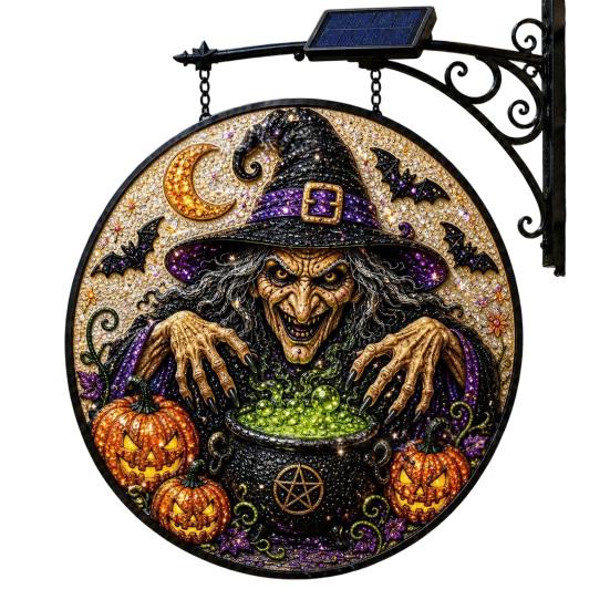 Energieeinsparung Hof Hängende Dekoration Solarbetrieben Halloween Licht, Schädel Hexe Schwarze Katze Friedhof Zombie Design LED Licht Wasserdicht Veranda Ornamente