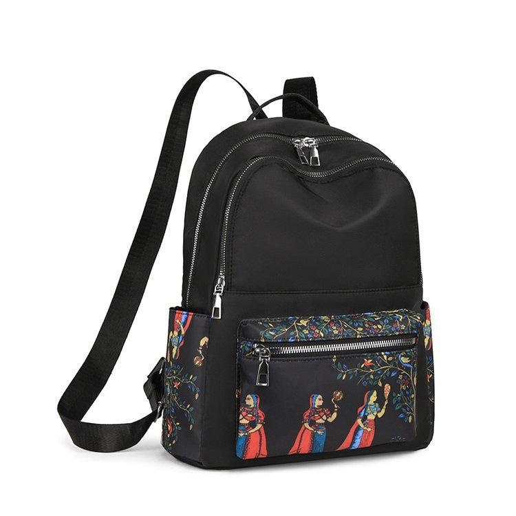 Schoolbag casual double back Korean summer outing retro women's backpack large capacity multi-purpose portable hand carry crossbody backpack