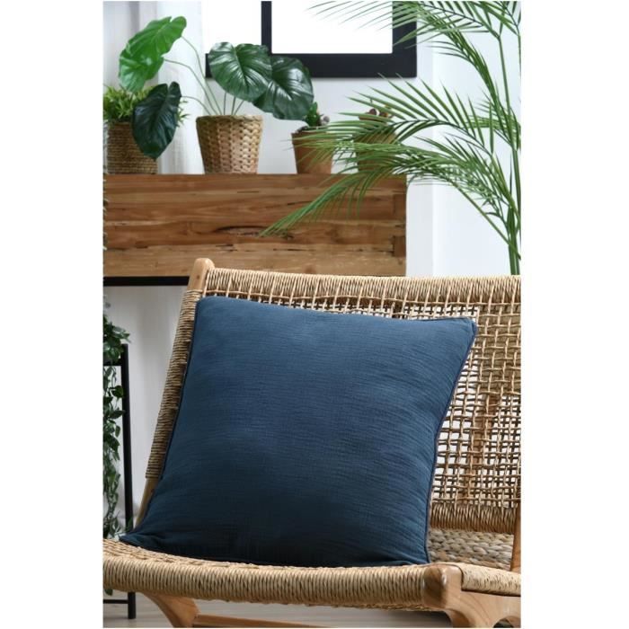 Coussin - Pop color - 45 x 45 cm - Bleu marine - Déhoussable - Design contemporain