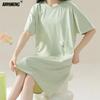 Robe de nuit d'été grande taille pour femme Marque neuve Antibactérienne Haute Qualité Chemise de nuit Manches courtes Pyjama Robe décontractée