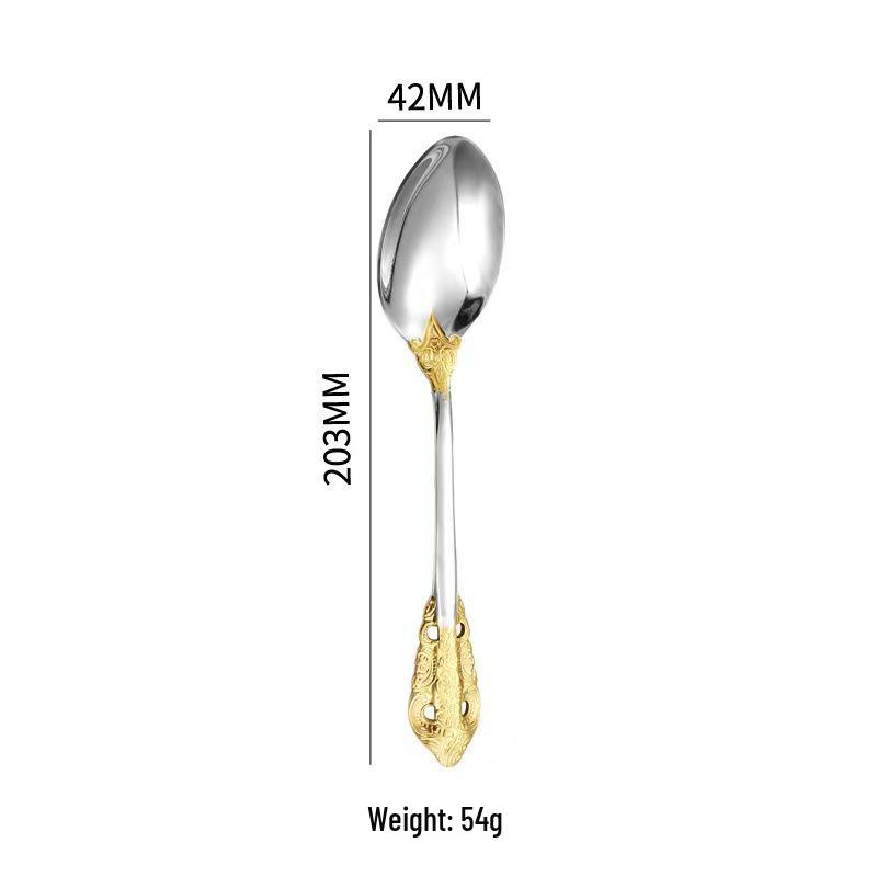 Retro Embossed 410 Stainless Steel Tableware Set: Real Gold-Plated Knife, Fork, and Spoon for Restaurants and Hotels