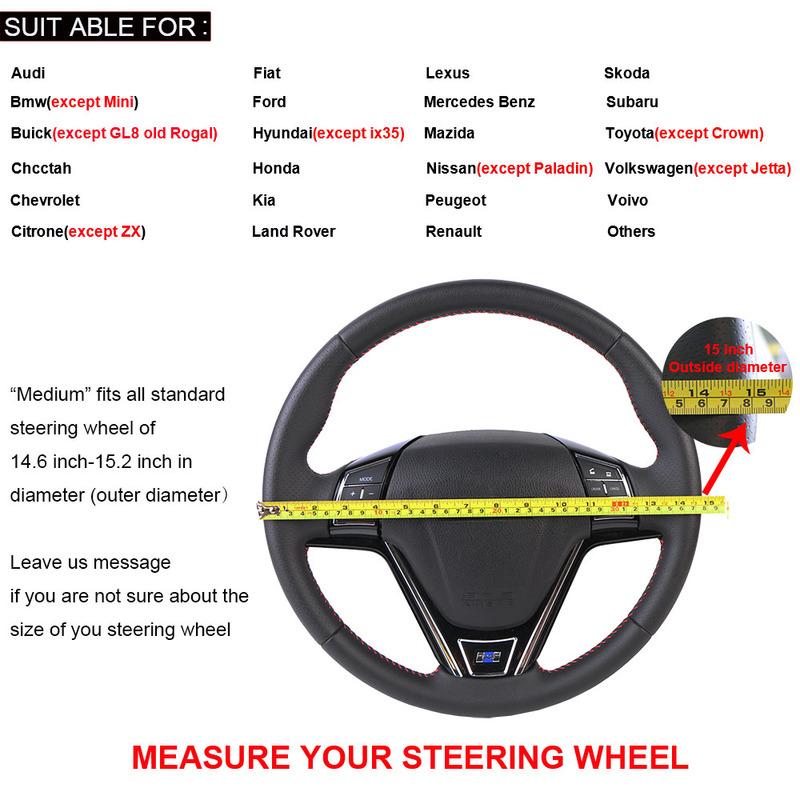 Universal 38cm Car Steering Wheel Cover Genuine Leather Braid For Steering Wheel 15in Cowhide Car Steering Wheel Wrap Soft Cool