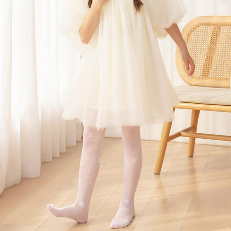 Soft Velvet Tights for 4-15 Years Girls Breathable Snagging Proof Design Ballet Dance Practices Leggings Bear Pantyhose