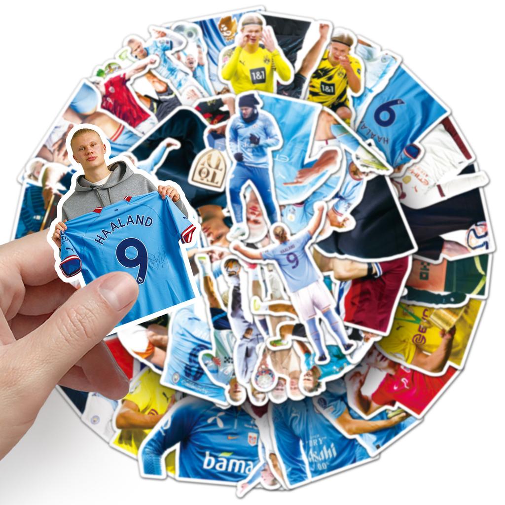 Haaland Aufkleber 50 Stück Fußball Sportstar Haaland Wasserdichte Abziehbilder DIY Laptop Scrapbook Aufkleber Kreatives Geschenk