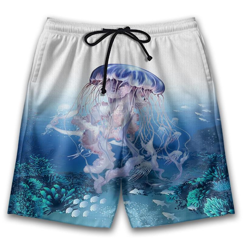 Fashion Jellyfish Pattern Beach Shorts For Men 3D Printing Sea Animal Swimming Trunks Kids Summer Quick Dry Surfboard Shorts