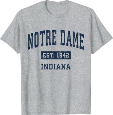 Notre Dame Indiana In Vintage Navy 90s Style Sports Design T-Shirt
