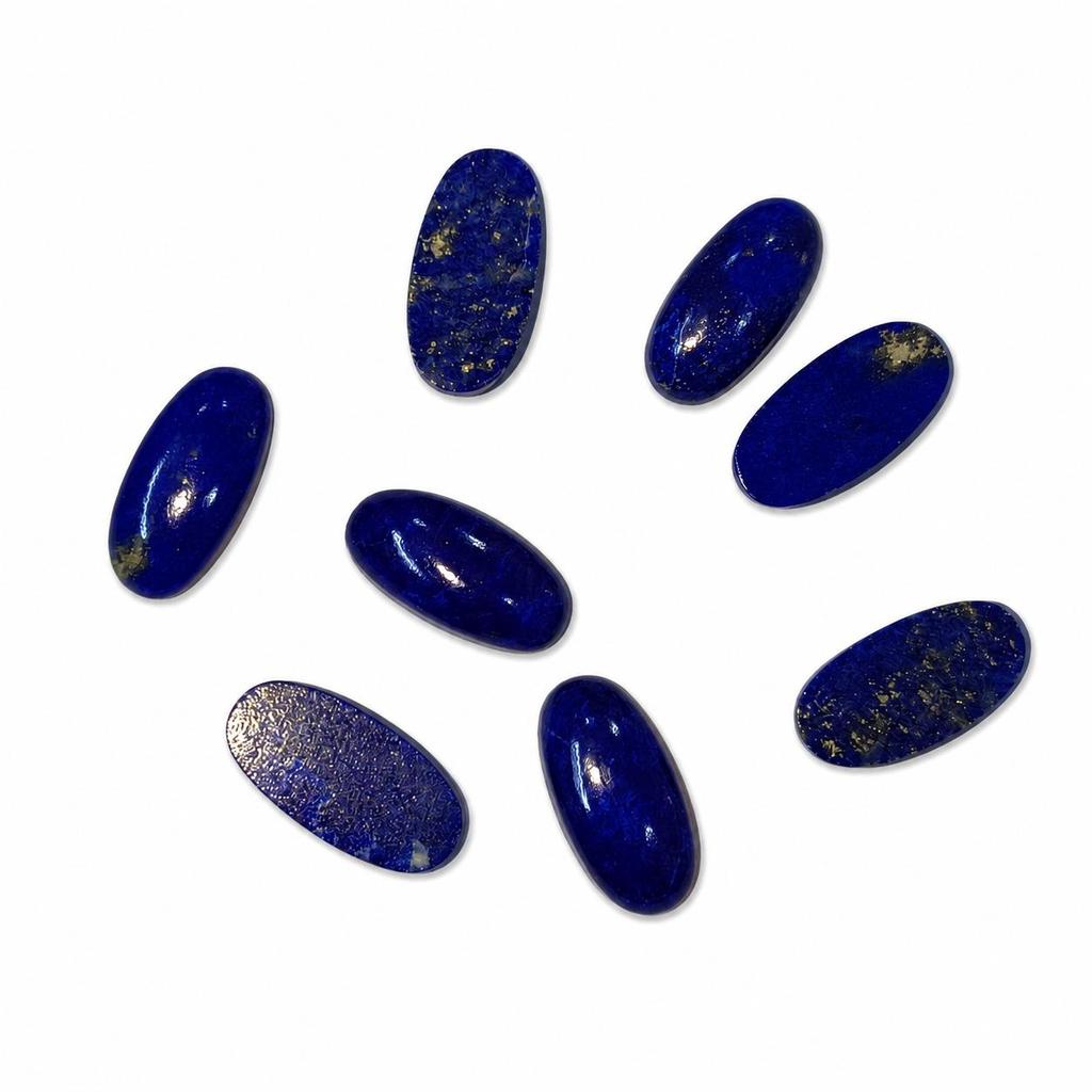 Lapis Lazuli Oval Cabochon Lot of 8, Natural Blue Lapis Gemstones, Matching Cabochon Set for Jewelry Making, Loose Lapis Stones