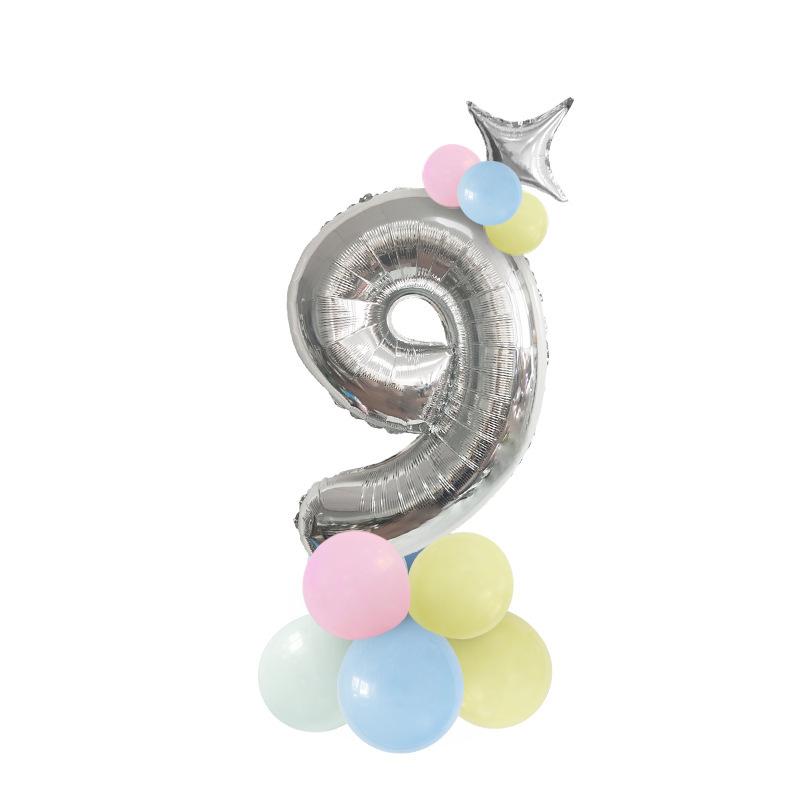 Digital Aluminum Film Balloon Set Balloon Bundle Balloon Column Baby Birthday Party Decoration Arrangement