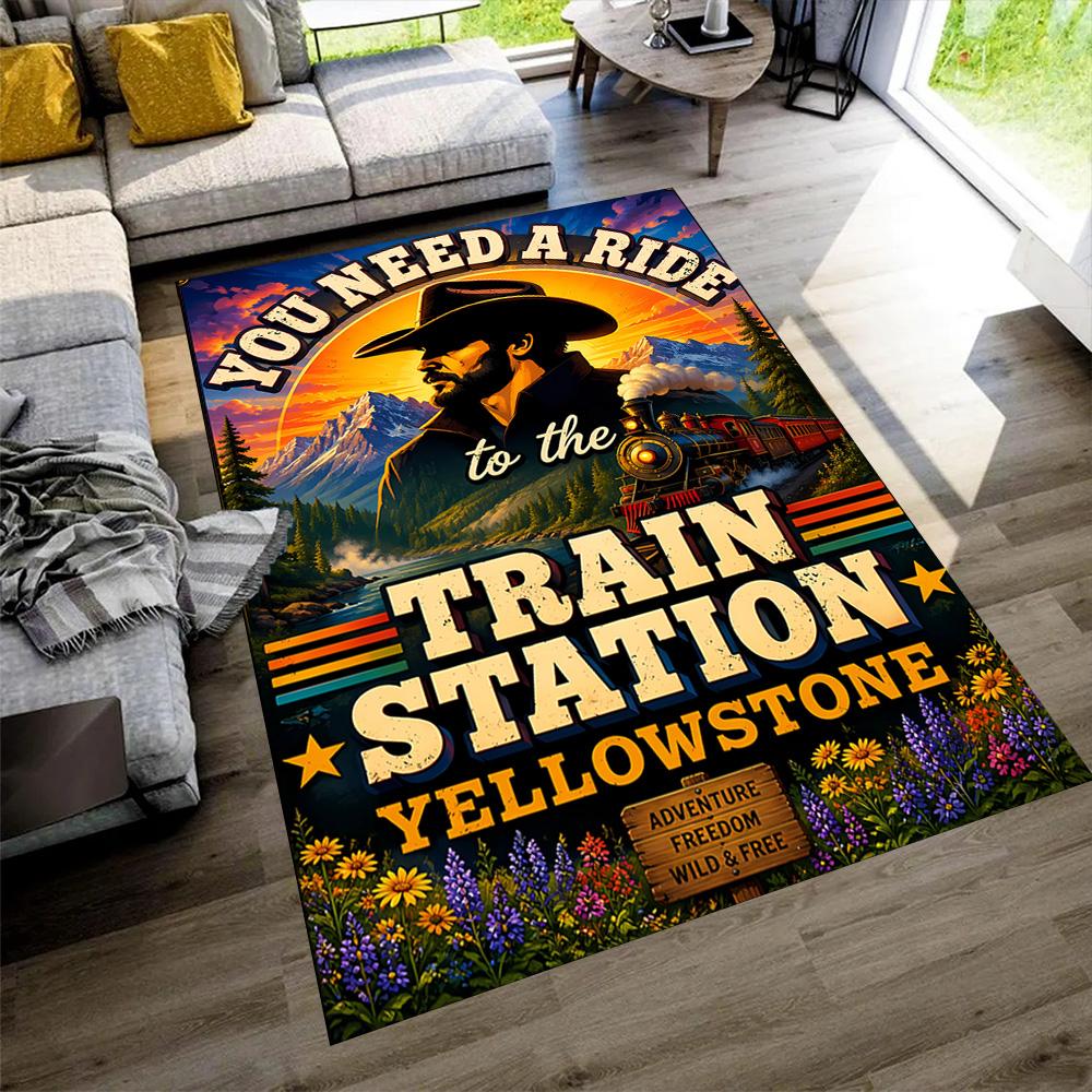 Yellowstone Western Adventure Floor Rug Office Rug Suitable for Living Rooms Entryway Outdoor Study Room Anti-slip Rug Decorate Offices