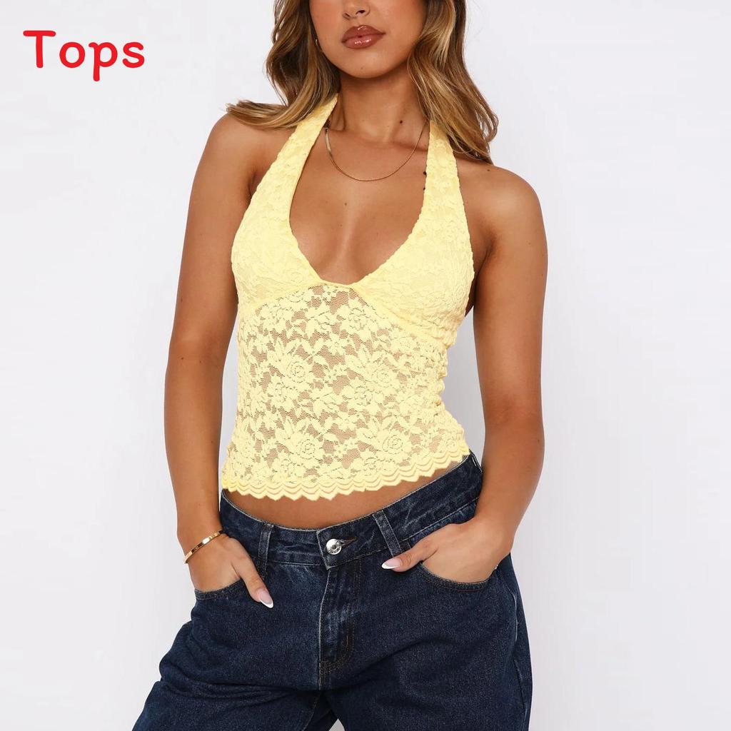 Y2k Sexy Lace Cami Top With High Elasticity For Streetwear Women