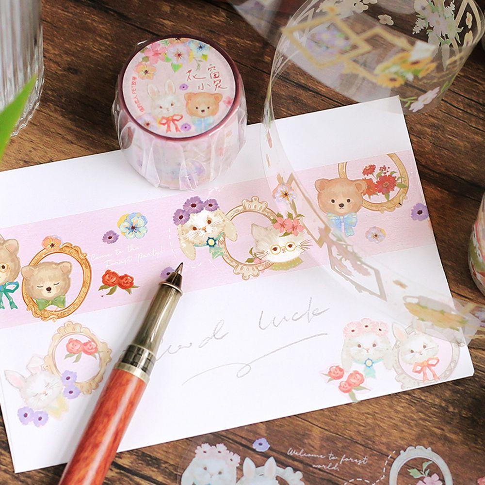 

Planner Cute Animals Self-Adhesive Flower Bird Diary Masking Tape Scrapbooking Stickers PET Tape