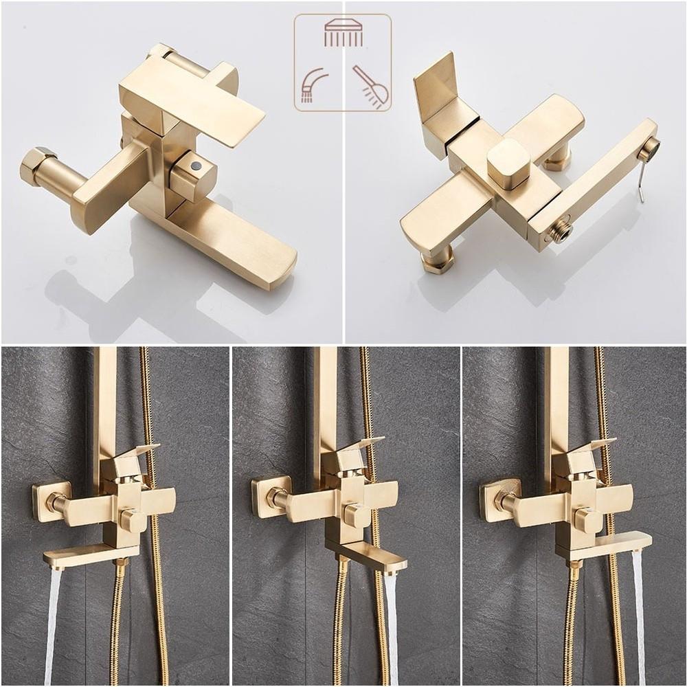 Bathroom High Pressure Rain Shower System 12" Large Shower Head Rainfall Mixer Stainless Steel Shower Set