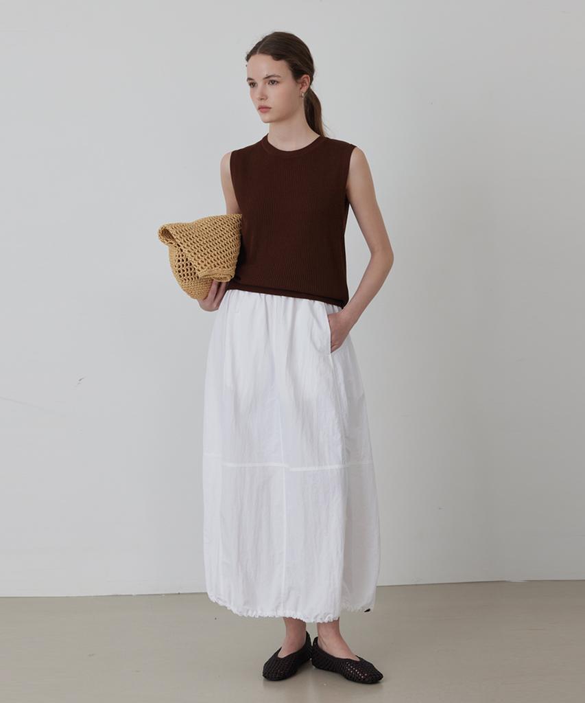Kwinseulaebis Balloon String Set-Up Cooling Banding Long Skirt_Black_2Colors