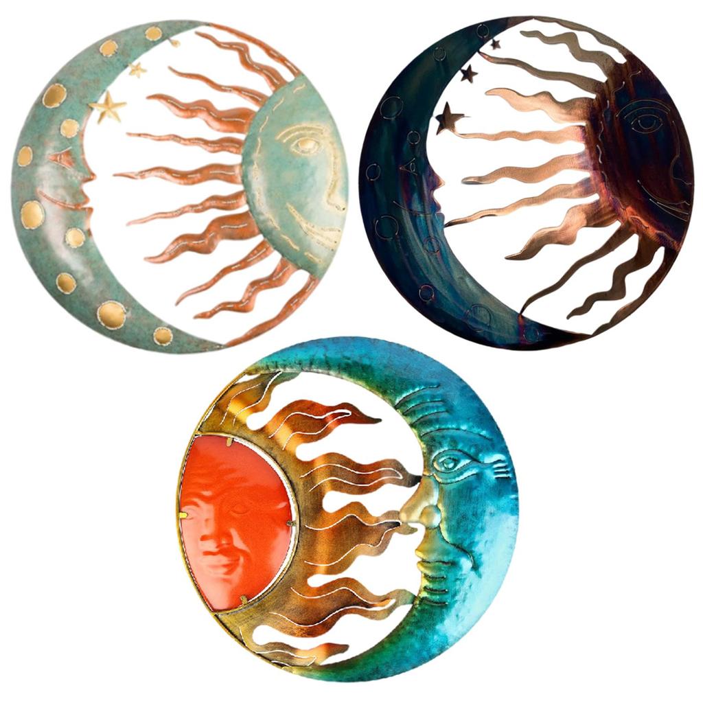 Sun and Moon Wall Art, Garden Wall Art Sun Moon Wall Hanging Sun Moon Metal Wall Decor for Patio Indoor Porch Living Room Fence