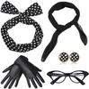 PESENAR 1950s Vintage Style Women's Bachelor Party Palka Dots Hairband Glasses Earrings Gloves 5 Piece Set