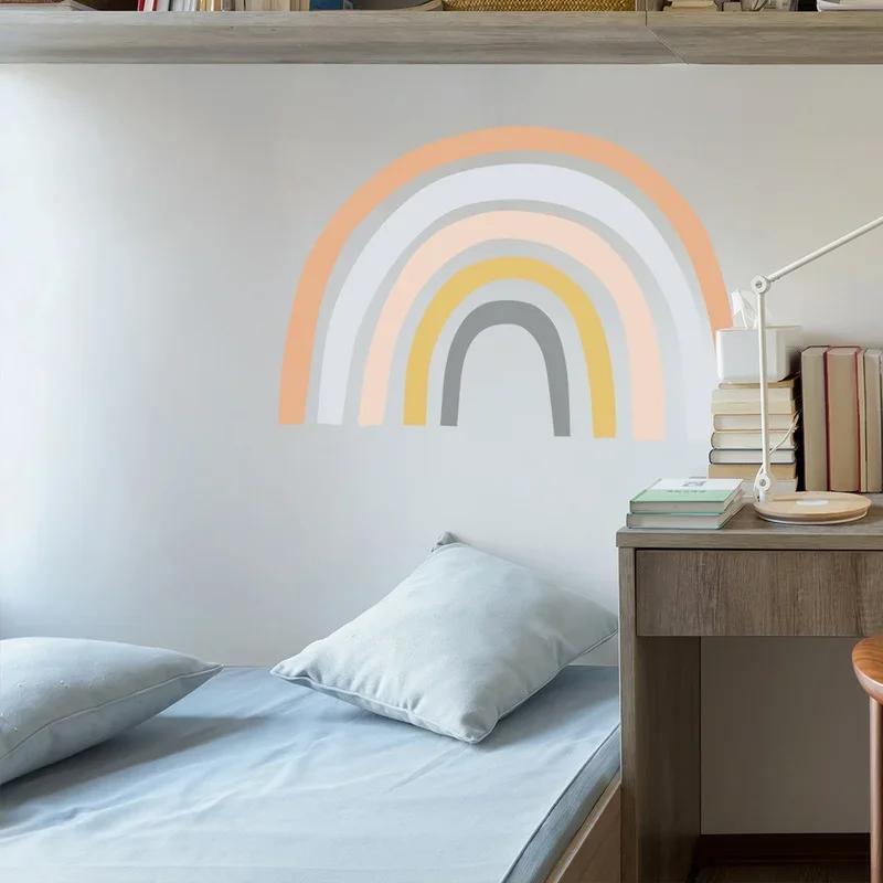 New Cartoon Rainbow Wall Stickers for Kids Room Nursery Decoration Decals Mural Baby Bedroom Living Room Wall Decoration