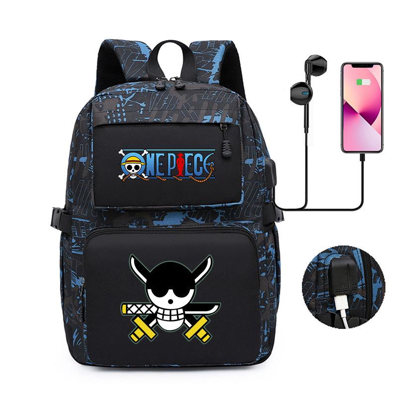 Popular One Piece Periphery, Printed Backpack, Large-Capacity Schoolbag For Young Students, Usb Computer