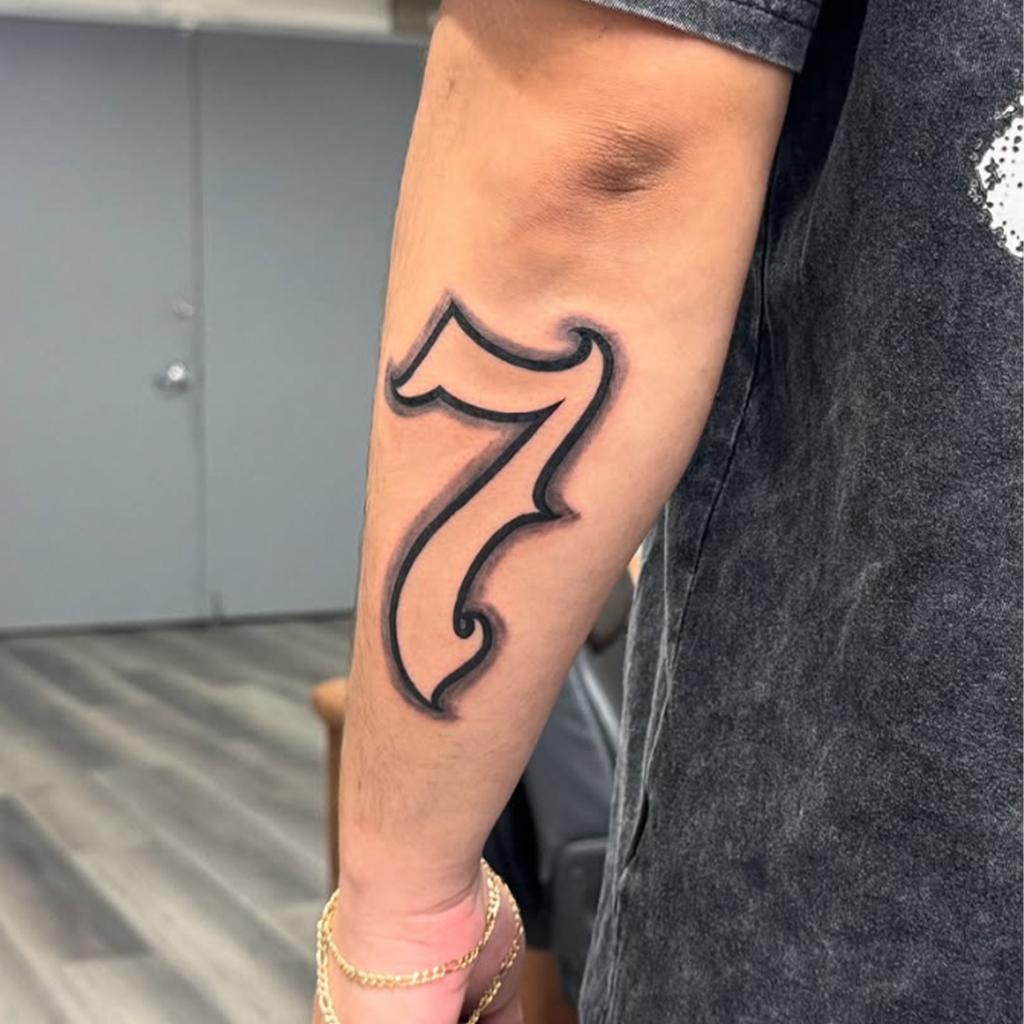 Digital 7 Tattoo Sticker Waterproof, Long-Lasting, Advanced Sense Of Personality, Simple And Domineering Men'S Tattoo Sticker