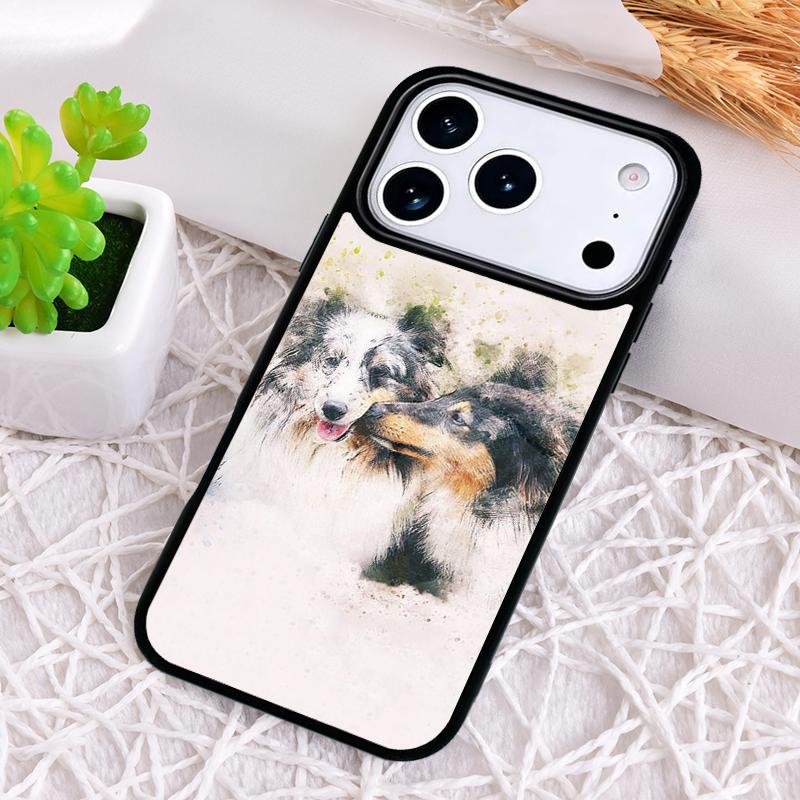 Border Collie Watercolor Phone Case for iPhone 17 Air 16 15 11 12 14 13 Pro Max Shockproof Cover
