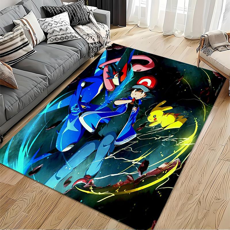 Greninja Print Flannel Carpet, Machine Washable and Non-Slip, Home Office Living Room Decoration