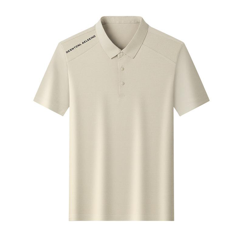 Men's Polo Lapel Collar Short Sleeve Summer Business Casual T-Shirt Breathable Skin-Friendly