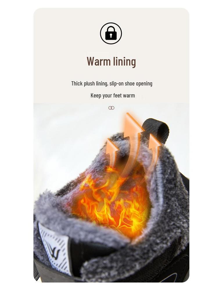 Winter Velvet-Lined Cotton Boots: Large Size, Outdoor Walking, Unisex Snow Shoes