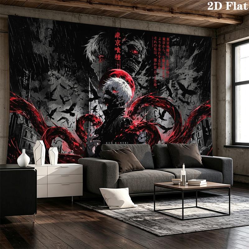 Ken kaneki anime Wall Tapestry Aesthetic Wall Hanging Printed Fabric Blanket Decorative Tapestries for Bedroom Living Room Home Decor