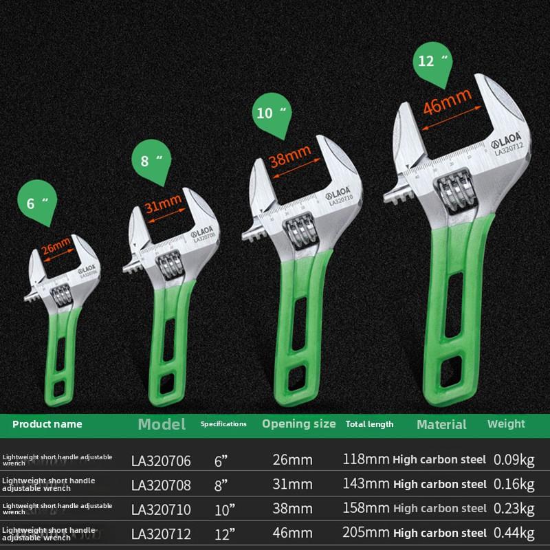 LAOA Adjustable Wrench Light weight Large Opening Short Handle Multifunctional Mini Wrenchs