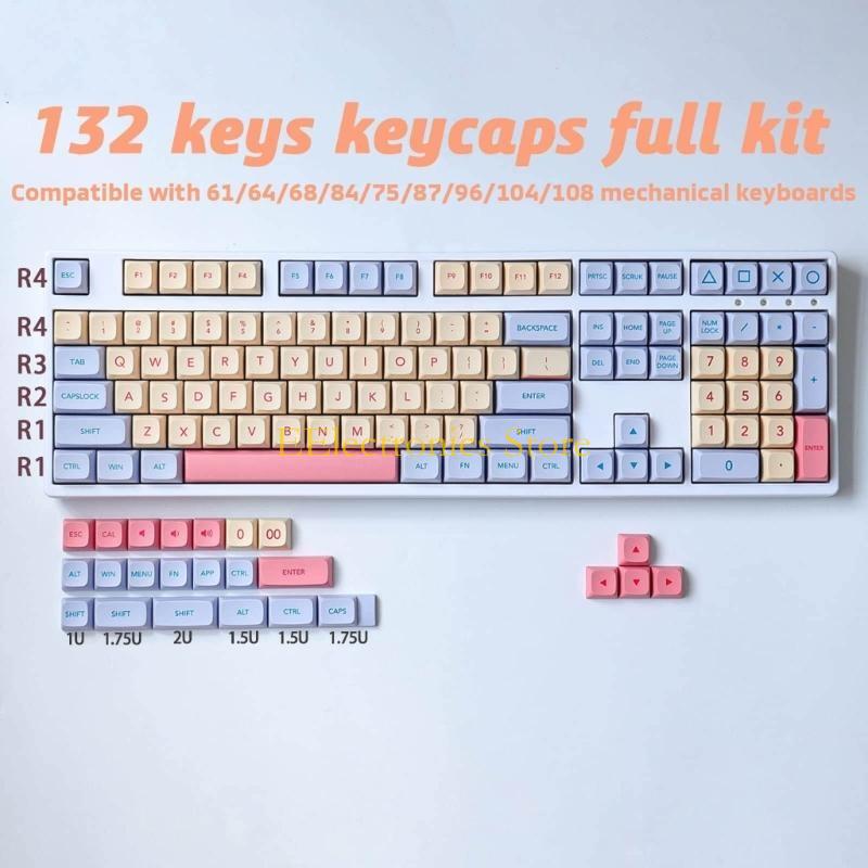 B03C 132 Keys PBT Keycaps XDA Profile DyeSub Personalized Cute Cotton Candy Keycap ForMX Switches Mechanical Keyboard