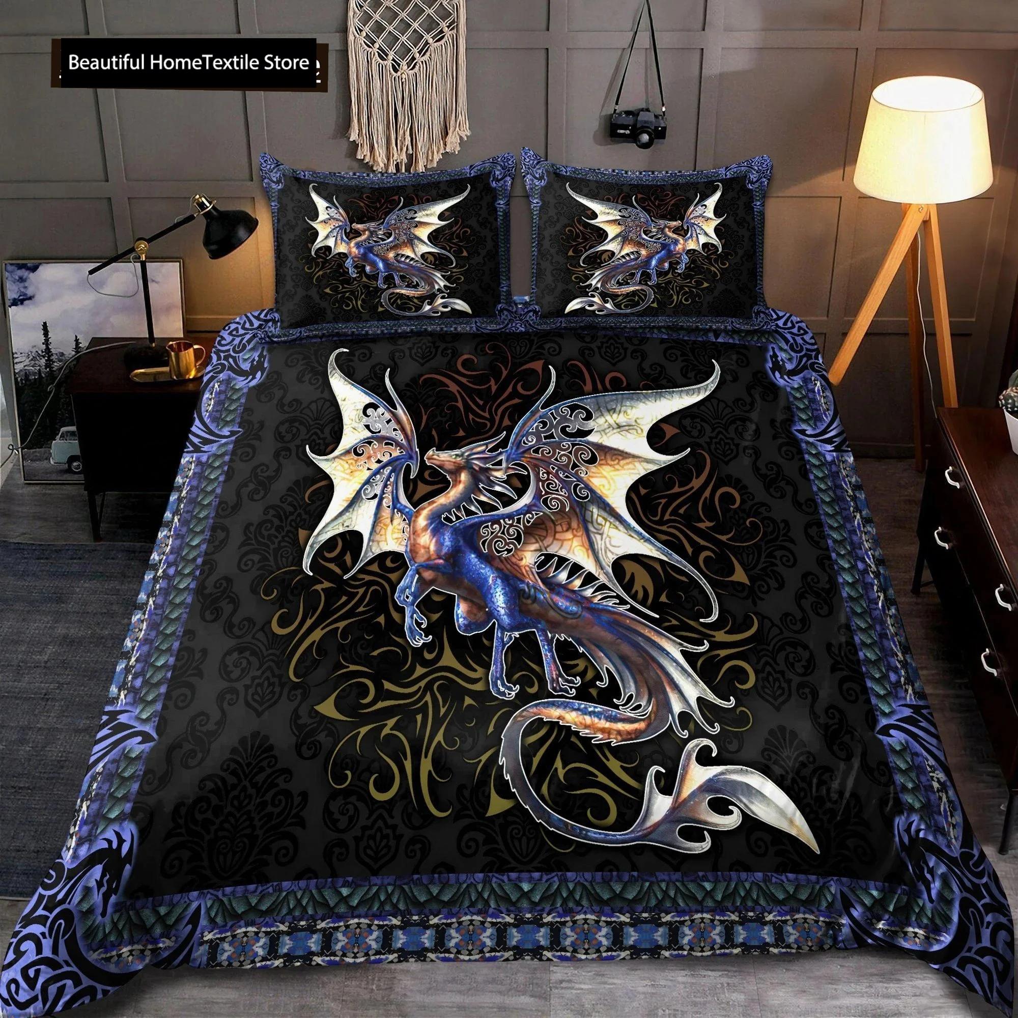 

Dragon And Phoenix Comfortable Duvet Quilt Cover Pillowcase Bedding Set Children Bedroom Decoration Home Textile AU Single 140x210cm