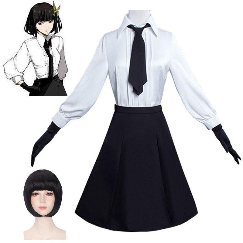 Bungo Stray Anime Dogs Akiko Yosano Cosplay Costume Uniform Full Set Clothes Wig