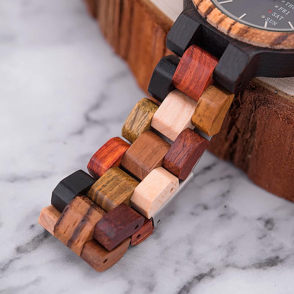 KINGNOW Women's Wooden Quartz Watch Lightweight Stylish Japanese Design Gift for Birthday Anniversary Mother's Day