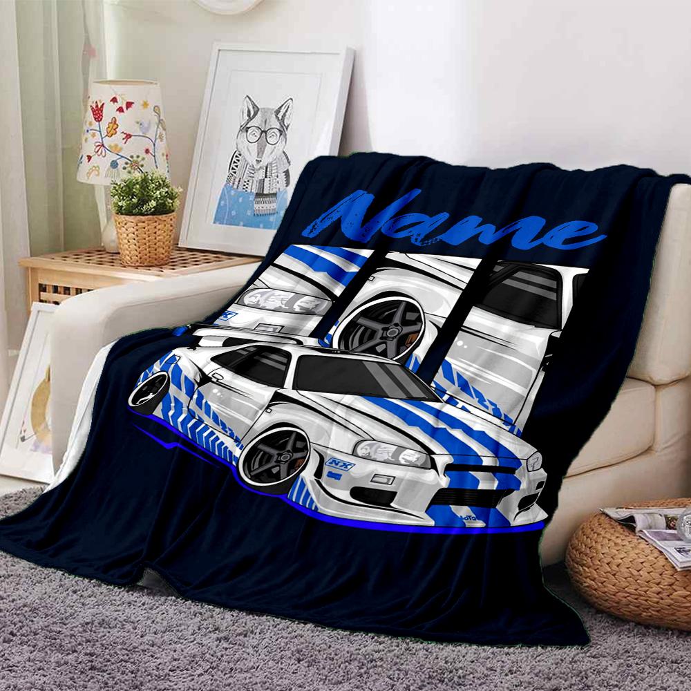 Custom Name Racing Theme Printed Blanket - Perfect for Couch, Bed, Travel & Outdoor Use | Machine Washable, Cozy & Durable.