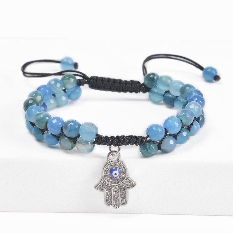 Women's Retro Fatima's Hand Evil Eye Bracelet with Crystal & Natural Stone