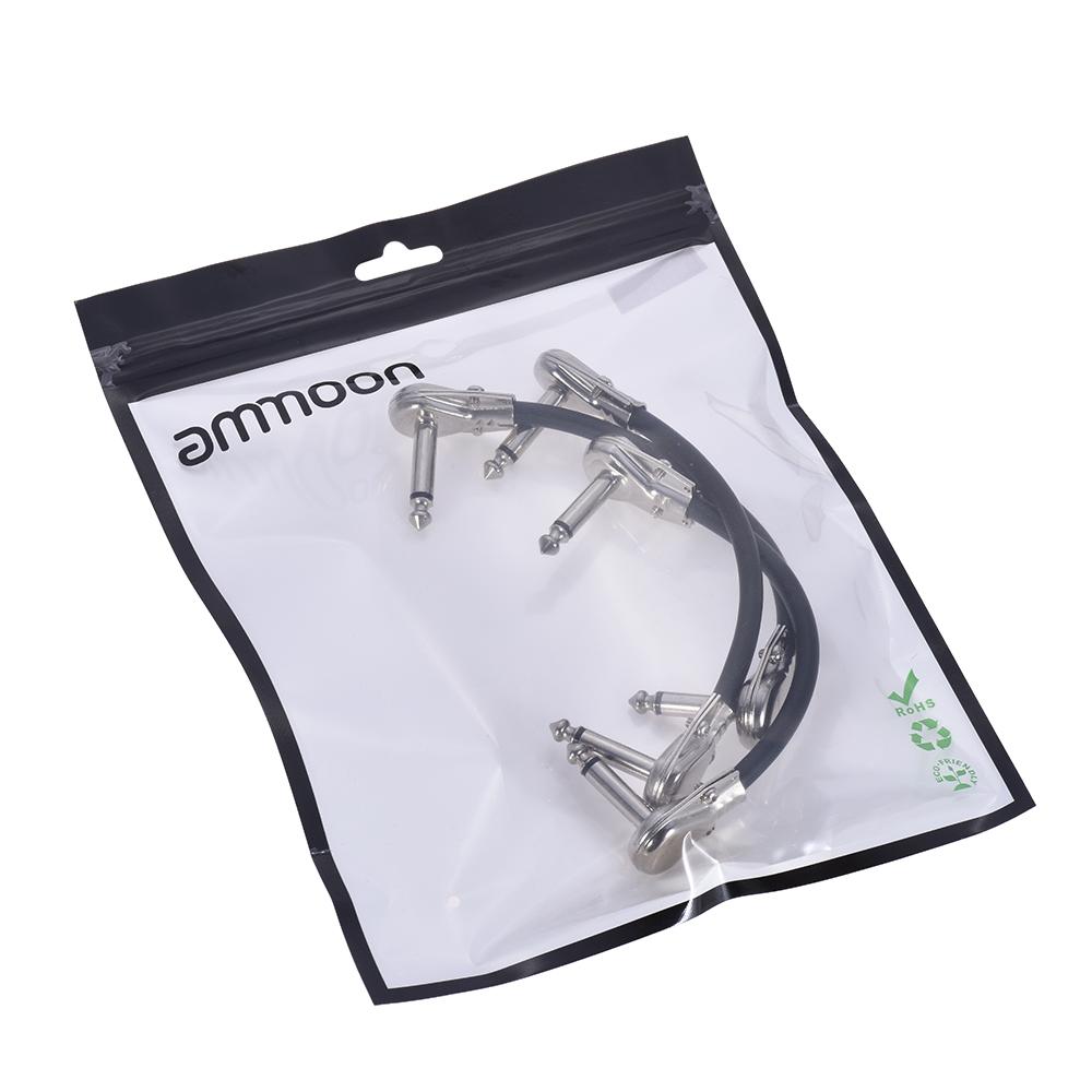 

ammoon 30cm 12in Guitar Effect Pedal Instrument Patch Cable 1 4 Silver Right angle Plug Black PVC Jacket, 3 Pack 3 pack 15cm