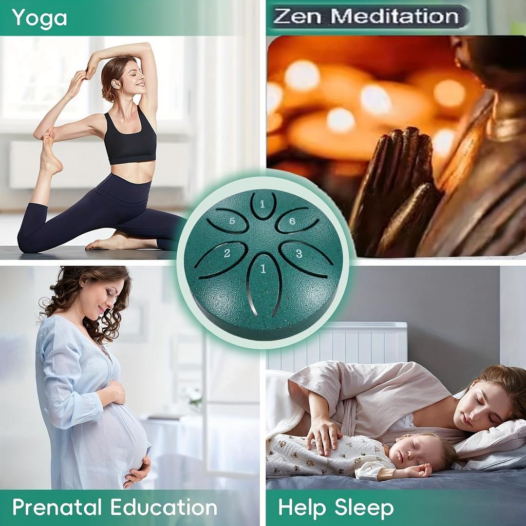 3 Inch Steel Tongue Drum - 6 Tone Handheld Instrument for Meditation & Yoga, Perfect Musical Gift for Beginners