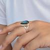 Pear Cut Blue Labradorite Statement Ring, 925 Sterling Silver, Minimalist Boho Statement Ring for Women