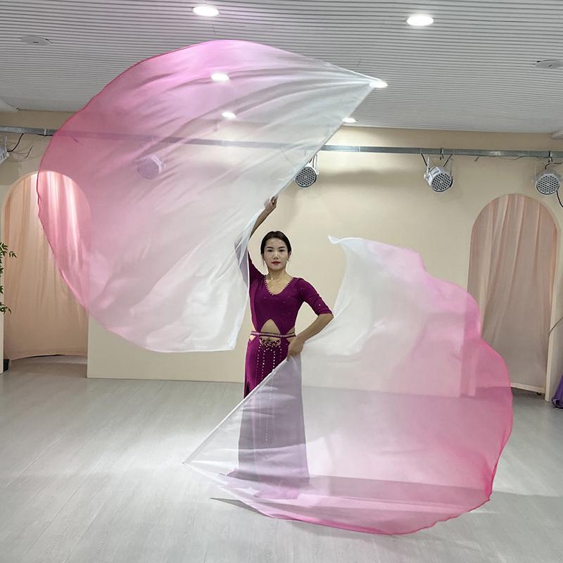 Belly Dance Props Flag Church Performance Accessories 190*140Cm Gradual Colors Belly Dance Props Semicircle Flags With Sticks